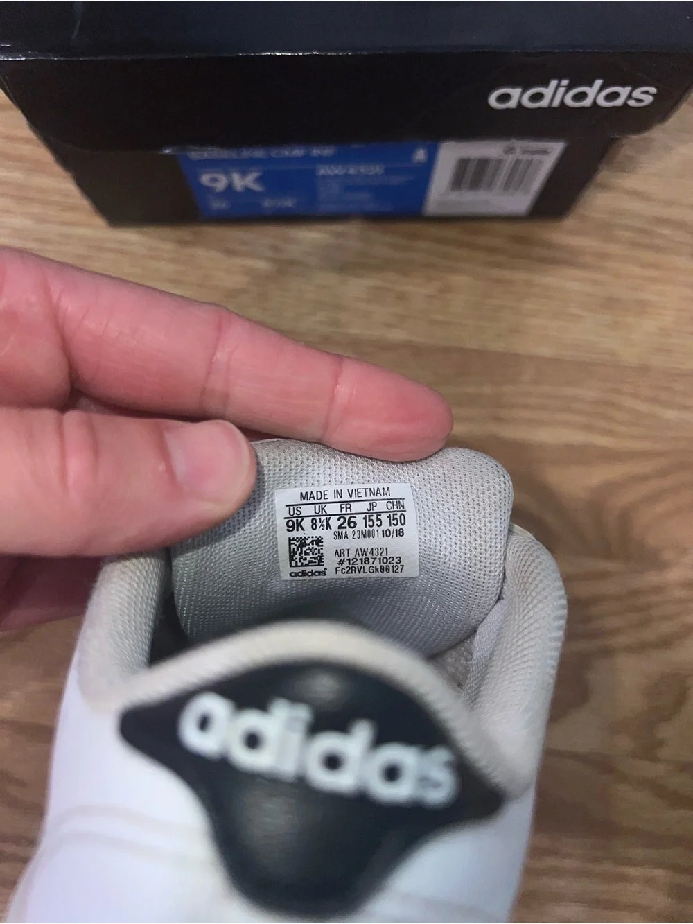 Adidas Kids White Sneakers with Black Stripes